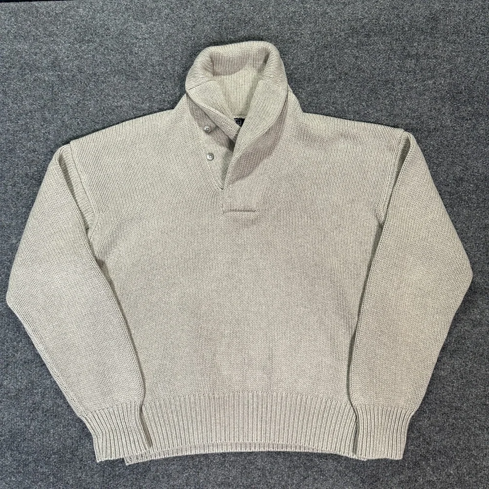 Polo Ralph Lauren Men's Size XXL Shawl Collar Sweater Cotton Shaker Knit Gray